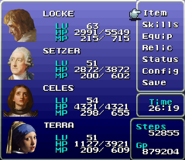 FFVI Menu With Paintings